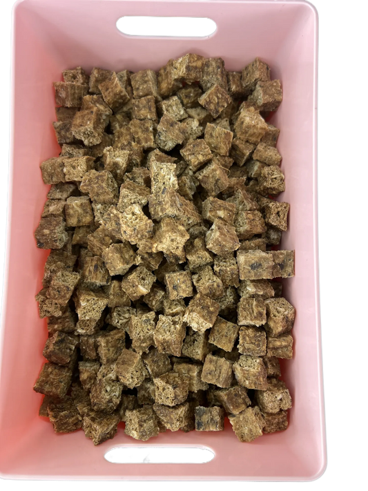 Cod cubes £3.00 per 100 grams_